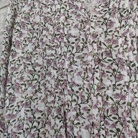Jane and Delancy floral button down shirt white w/ pink flowers sz M - Picture 3 of 8
